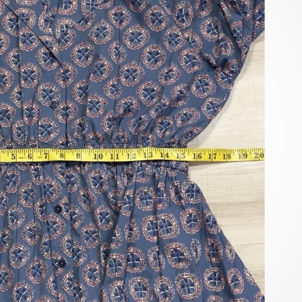 Roller Rabbit Primrose Shea Printed Long Puff Sleeve Notch Collar Dress. Size: L - Picture 5 of 9